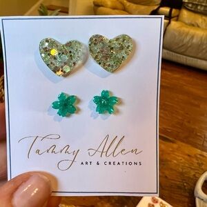 Tammy Allen Heart and Flower Earrings